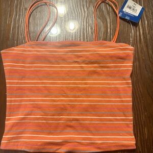 Orange Striped Crop Top
